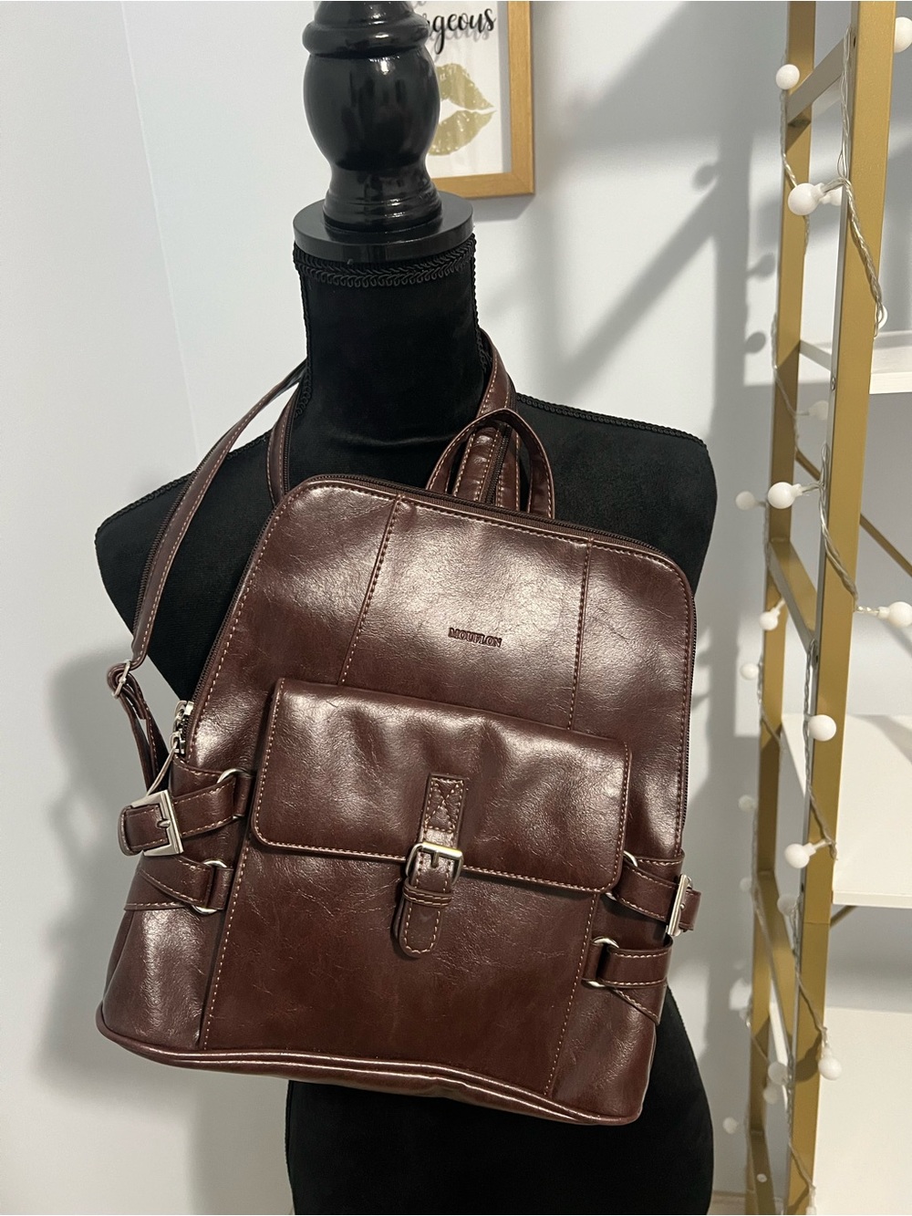 Mouflon Leather Brown Backpack - Casual Daypack - Picture 3 of 16